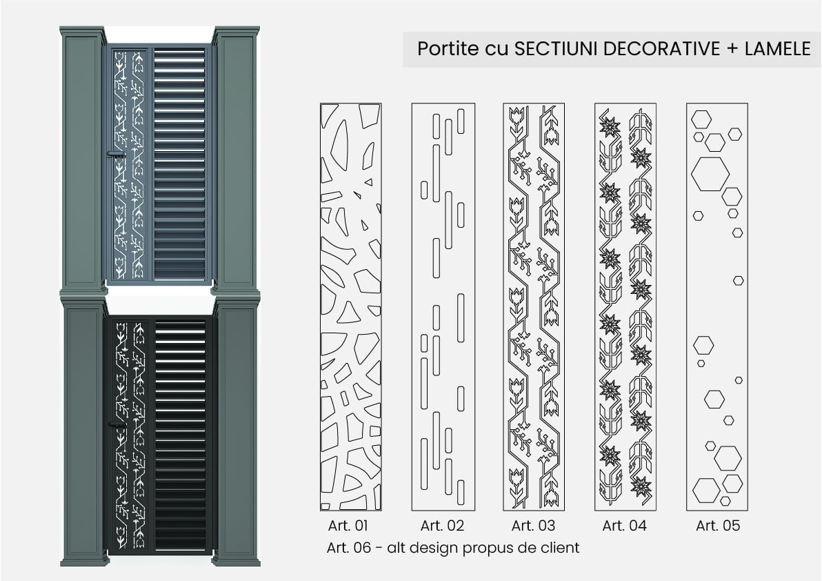 Portițe cu lamele — render 3D